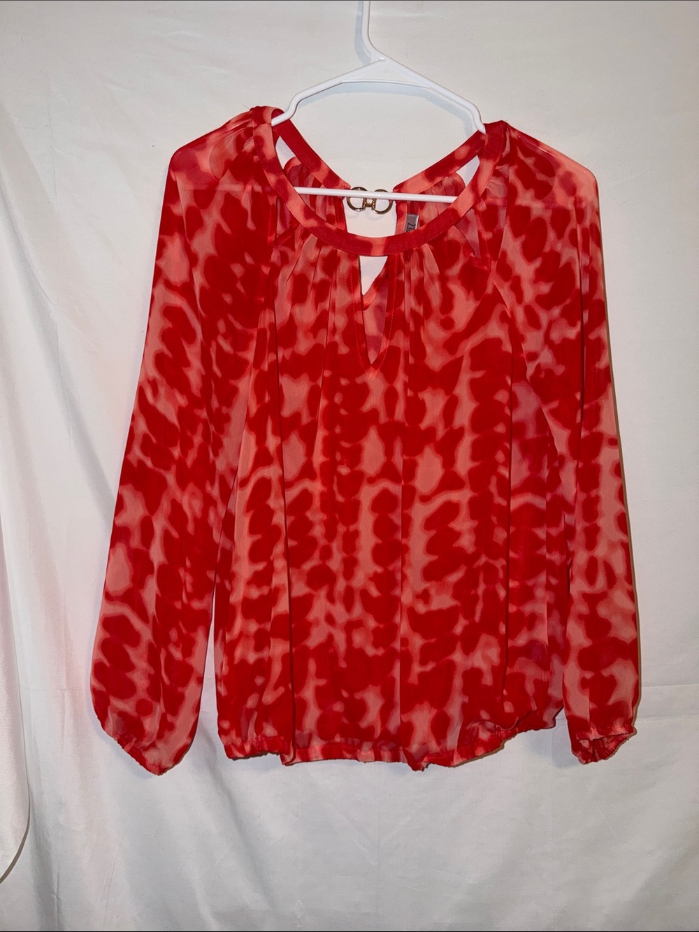 Jennifer Lopez Red Printed Long-Sleeve Blouse